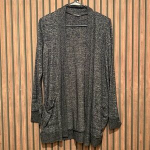 Papermoon Charcoal Open-Front Cardigan | Soft Knit Pockets | Women’s Medium